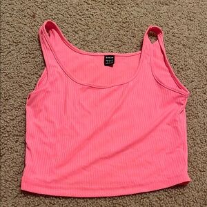 SHEIN Orange Pink Sleeveless Ribbed Crop Tank Top